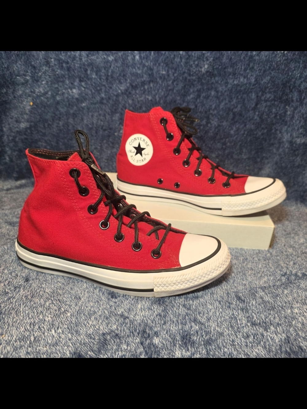 Converse Red Canvas High-Top Sneakers with White Soles
